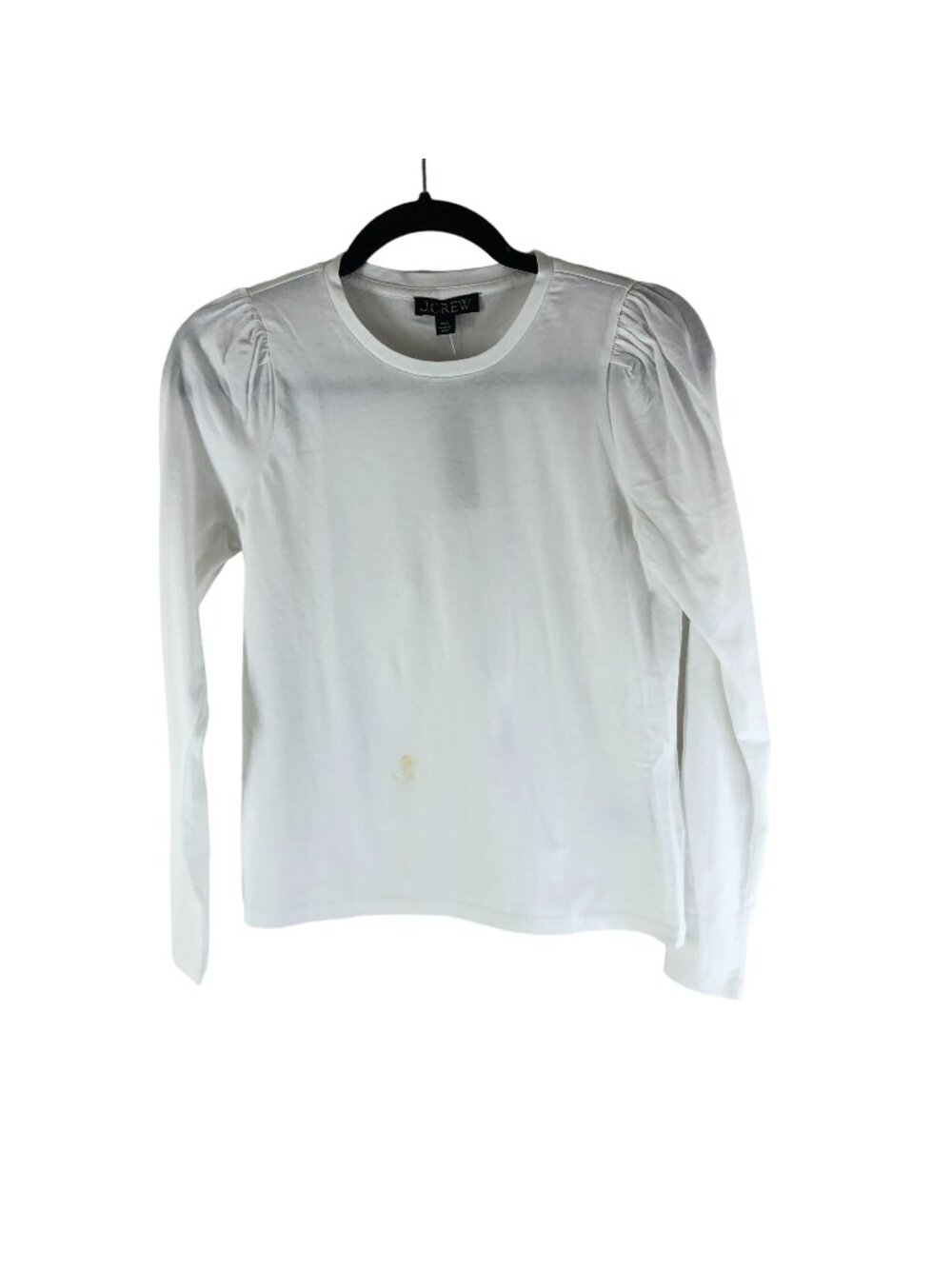 J.Crew Womens Puff Sleeve Crewneck T-Shirt Long Sleeve White XXS